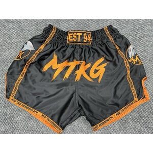 MTKG Muay Thai Training Kick Boxing Fit MMA Shorts Size XXL (2XL) - Black Orange